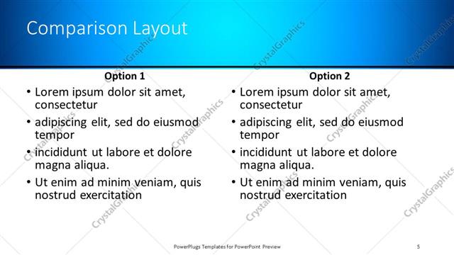Comparison presentation slide layout
