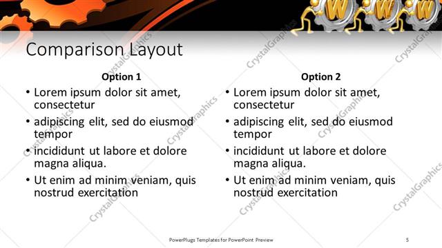 Comparison presentation slide layout