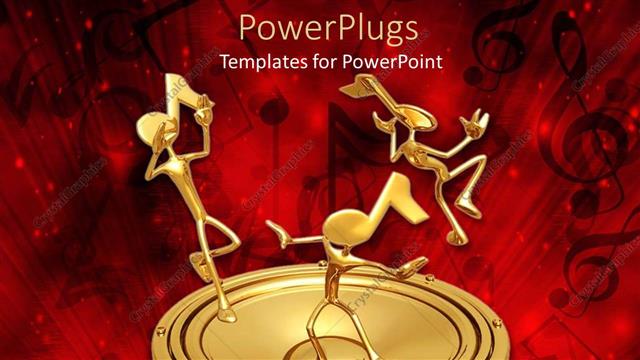  Presentation with music note - 3D graphics of three human characters with music note heads