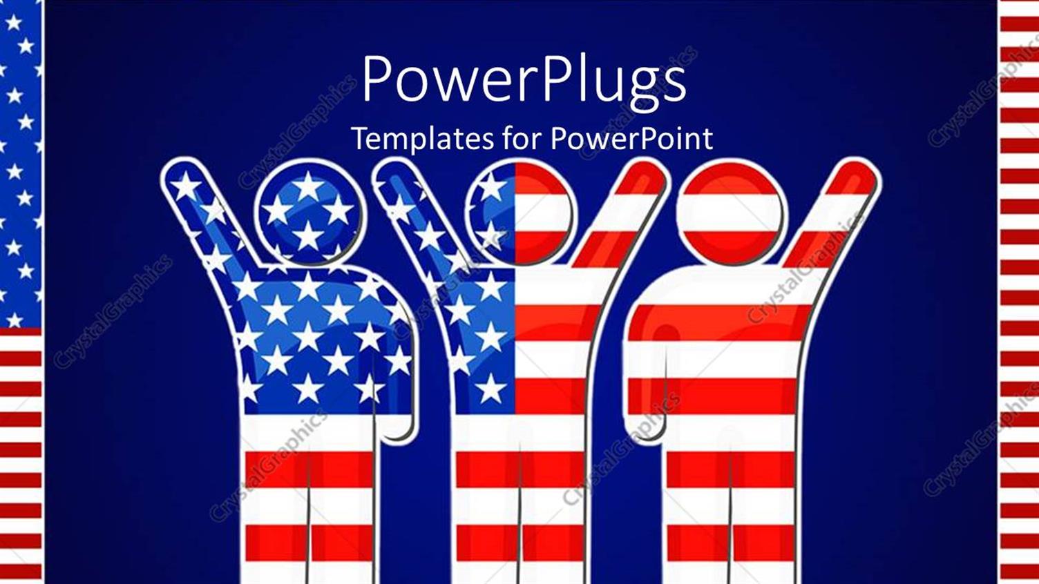 Featuring 3D Graphics of Three USA Flag Colored Human Characters Waving