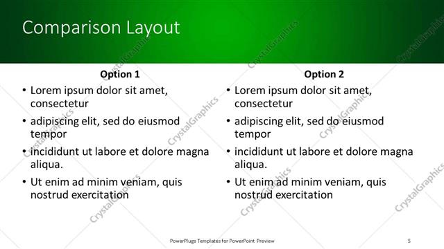 Comparison presentation slide layout
