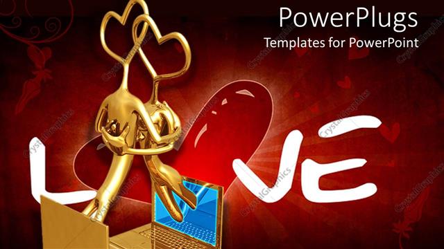  Presentation with romance - 3D graphics of two human characters with heart heads hugging