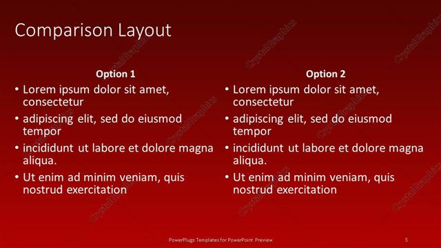 Comparison presentation slide layout