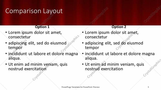 Comparison presentation slide layout