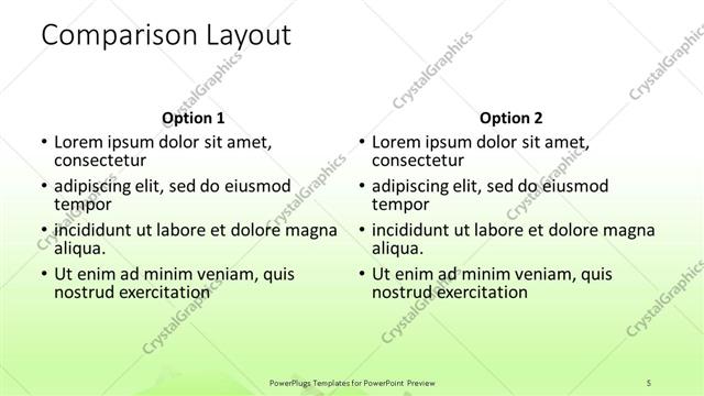 Comparison presentation slide layout