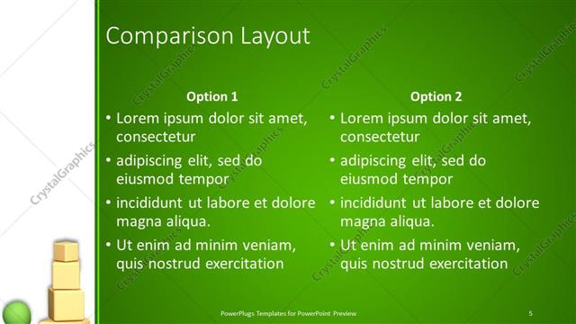 Comparison presentation slide layout