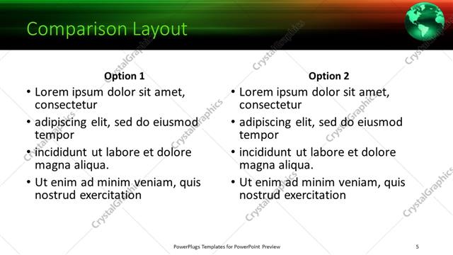 Comparison presentation slide layout