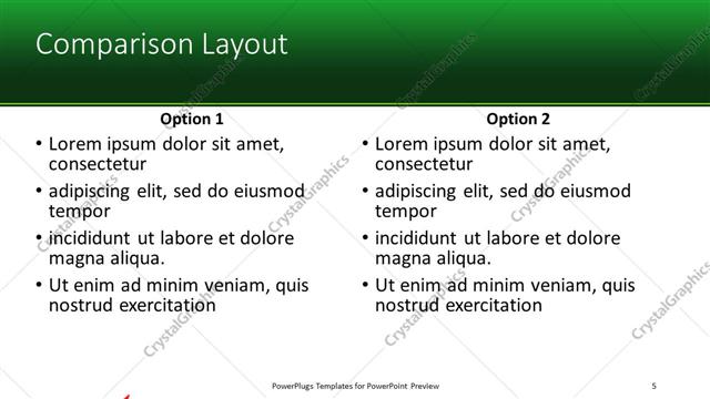 Comparison presentation slide layout