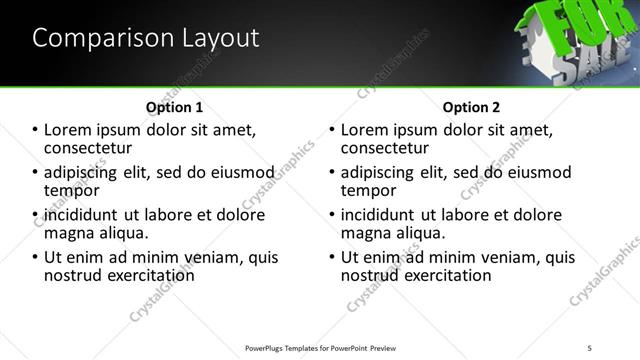 Comparison presentation slide layout