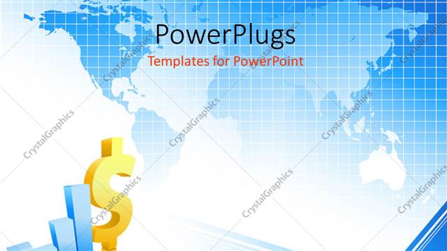  Presentation with map graph - 3D growth bars and dollar symbol with world map