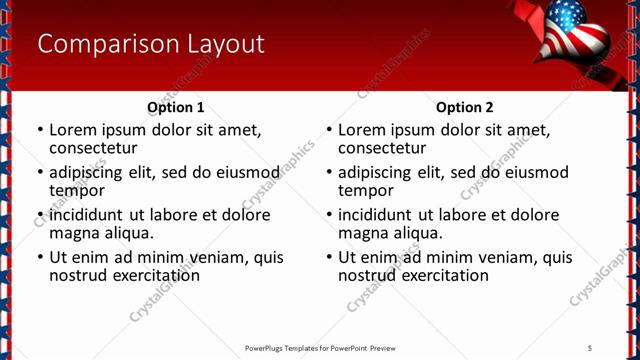 Comparison presentation slide layout