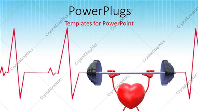  Presentation with heart pulse - 3D heart symbol in weight lifting with heart pulse on white background?