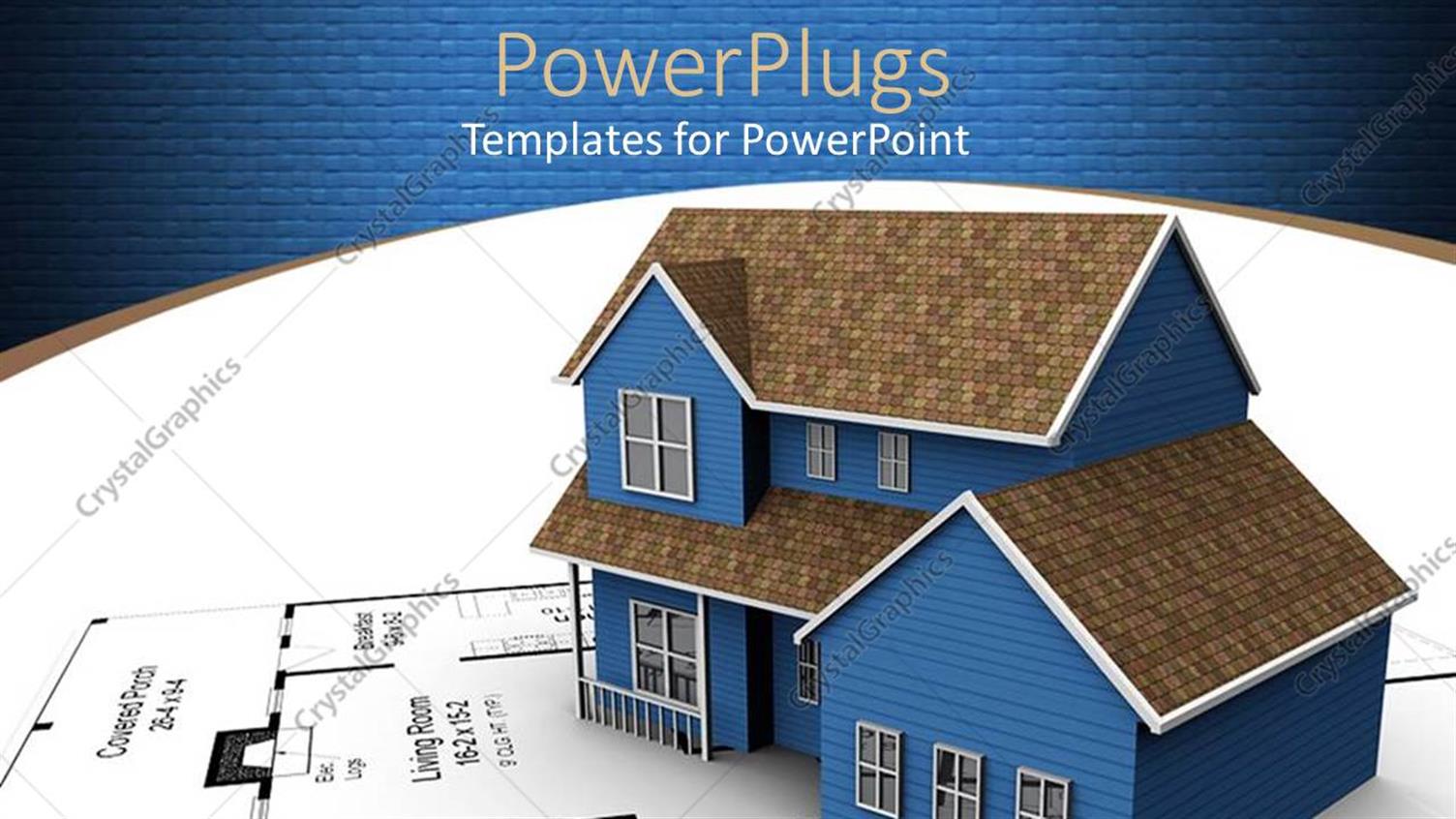 Featuring a 3D House on a White Paper with a House Blue Print