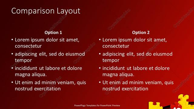 Comparison presentation slide layout