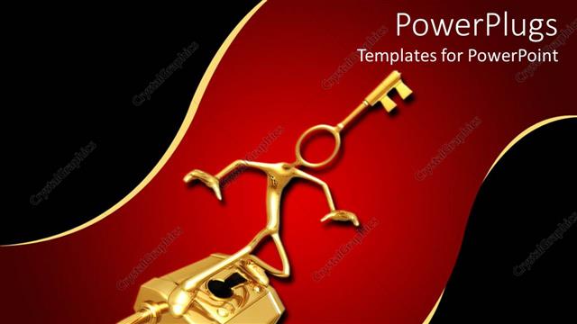  Presentation with surfing - 3d human character with a key head standing on a padlock