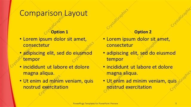 Comparison presentation slide layout