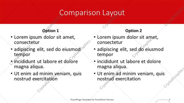 Comparison presentation slide layout