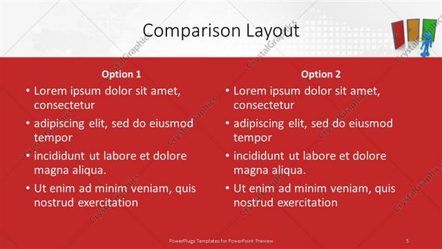 Comparison presentation slide layout