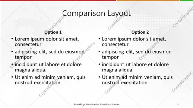 Comparison presentation slide layout