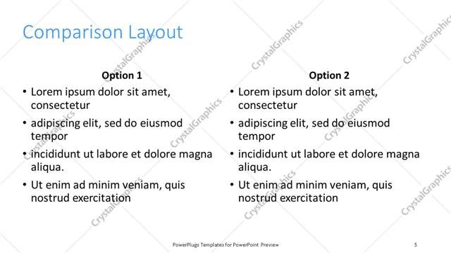 Comparison presentation slide layout