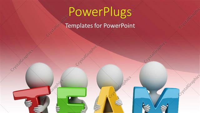  Presentation with team hands - 3D human characters holding hands in the word team