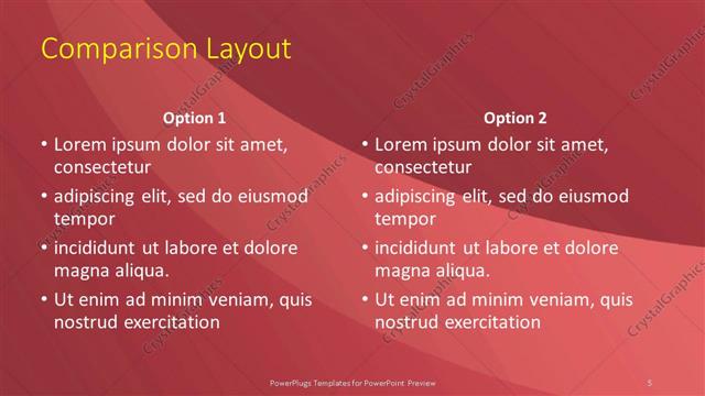 Comparison presentation slide layout