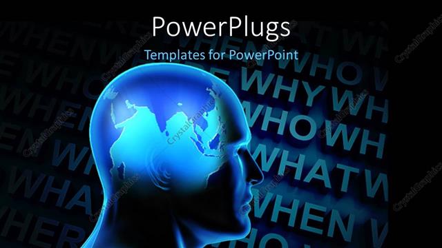  Presentation with thinking - A 3D human figure with lots ff text at the background