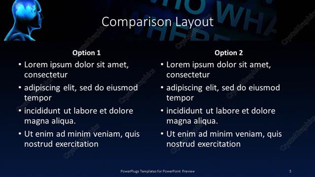 Comparison presentation slide layout