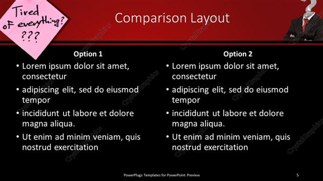 Comparison presentation slide layout