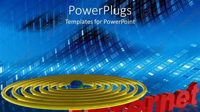  Presentation with letter - 3D internet symbol with concentric circles over letter I