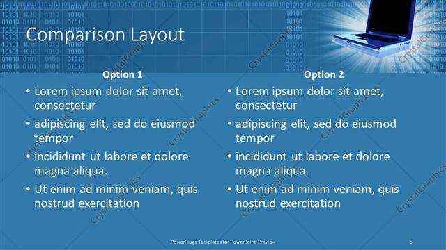 Comparison presentation slide layout
