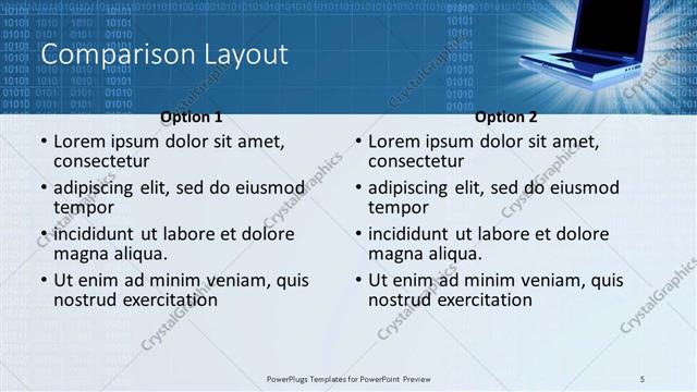 Comparison presentation slide layout
