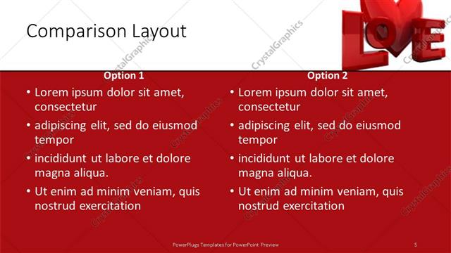 Comparison presentation slide layout
