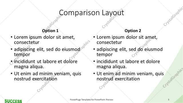 Comparison presentation slide layout