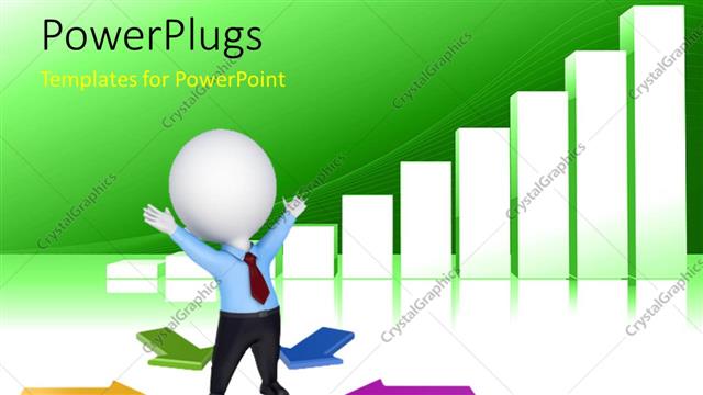  Presentation with winner - 3D man centered between colorful arrows converging