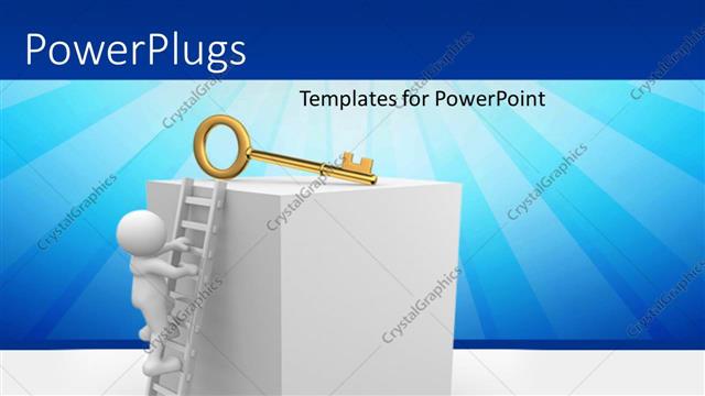  Presentation with climbing - 3D man climbing ladder to golden key on platform?