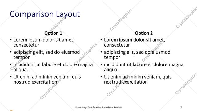 Comparison presentation slide layout