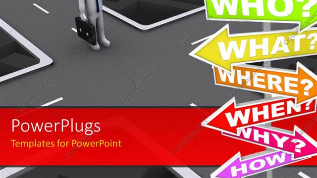  Presentation with thread - 3D man at crossroad?confused at which path to thread?