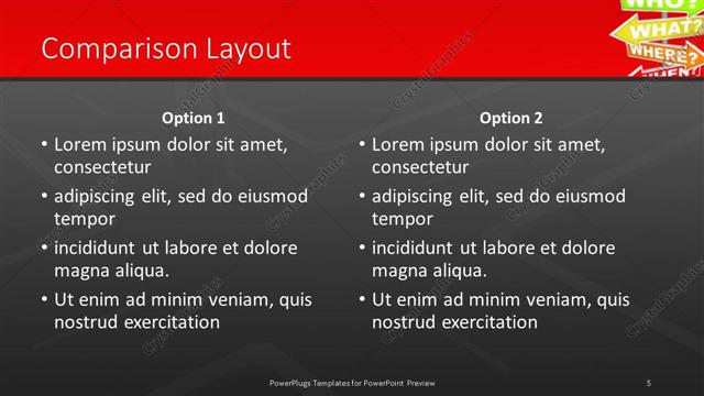 Comparison presentation slide layout