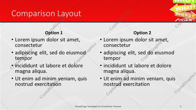 Comparison presentation slide layout
