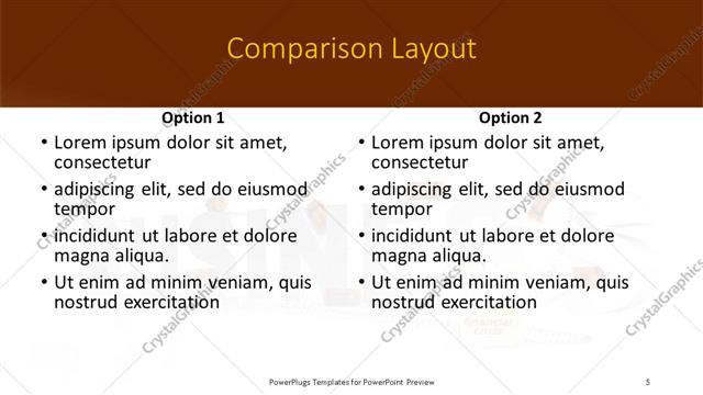Comparison presentation slide layout