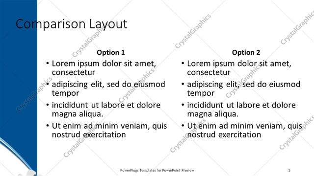 Comparison presentation slide layout