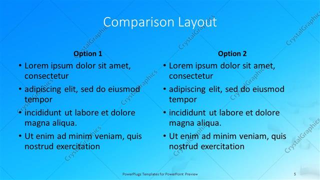 Comparison presentation slide layout
