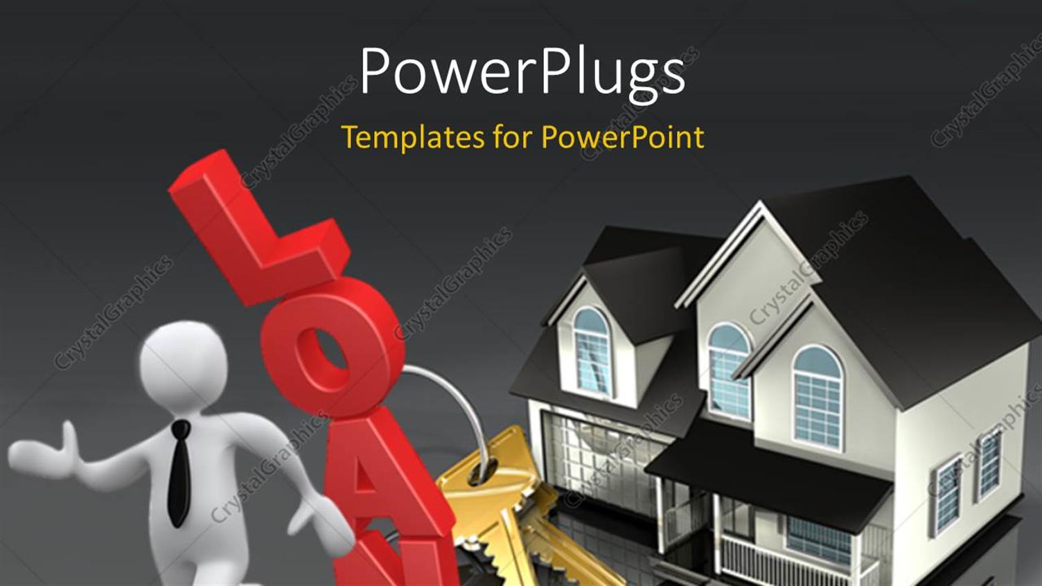 Featuring 3D Man with House and Set of Keys Constructed from Loan 