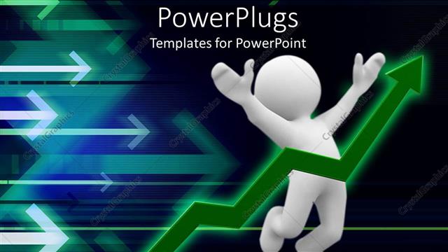  Presentation with joy - 3D man jumps for joy over increased financial profit?