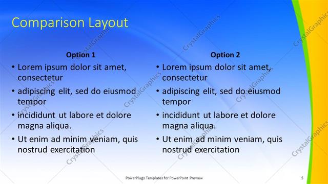 Comparison presentation slide layout