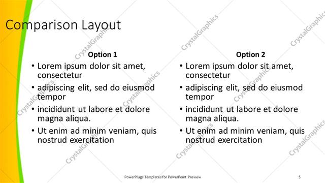 Comparison presentation slide layout