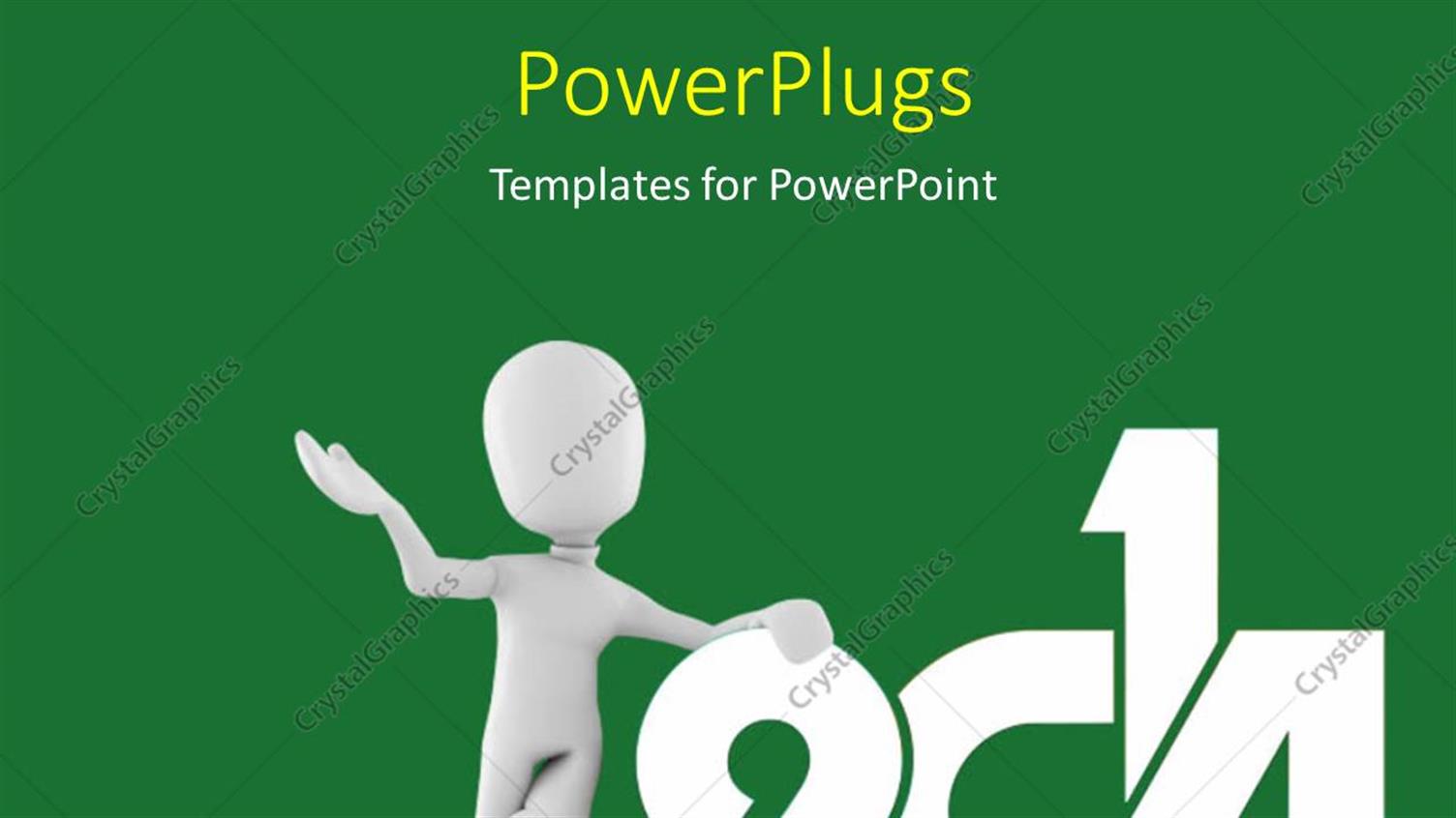 Featuring 3D Man Lean Against Year 2014 on Solid Green Background