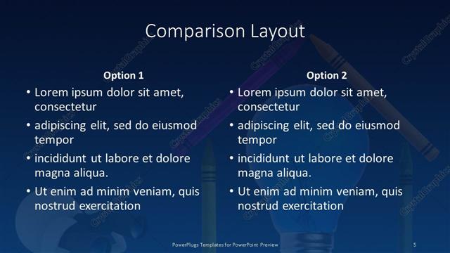 Comparison presentation slide layout