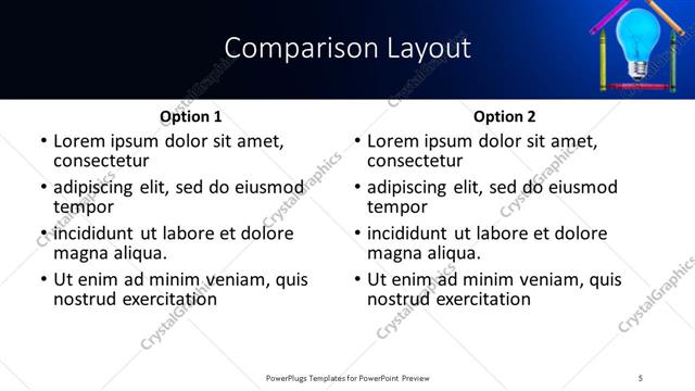 Comparison presentation slide layout